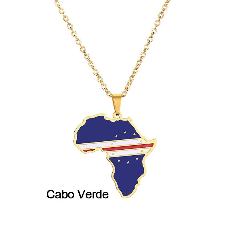 Africa map Cv New Flag  Necklace